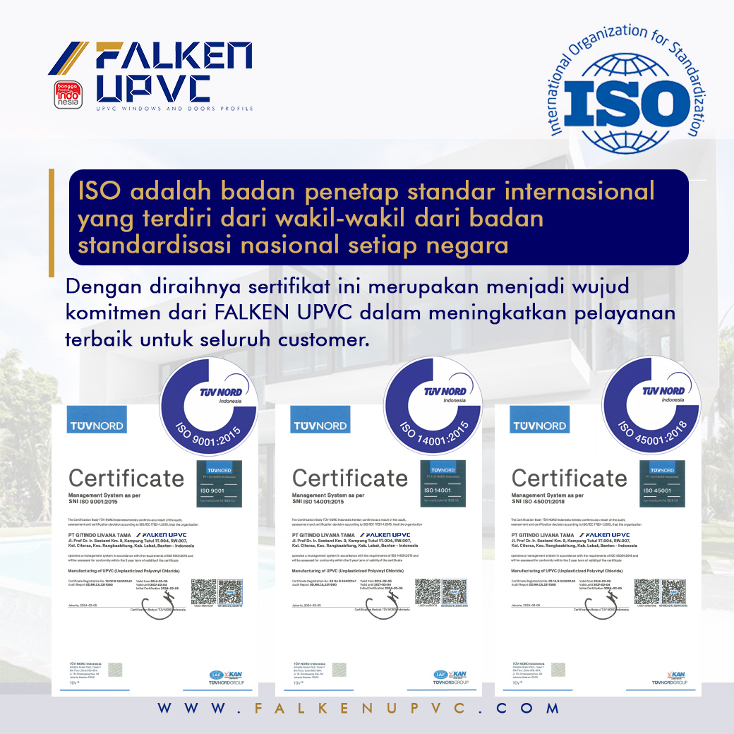 Raih SNI ISO 9001, SNI ISO 14001 dan SNI ISO 45001 FALKEN UPVC TEGASKAN KOMITMEN MANAJEMEN DAN LINGKUNGAN