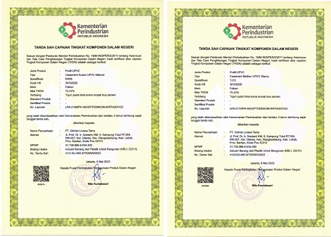 Falken UPVC perusahaan manufaktur Kusen uPVC dengan Sertifikasi TKDN Pertama tahun 2023 di Indonesia